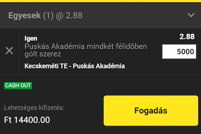 Unibet bónusz - Kecskemét-Puskás Akadémia tippek